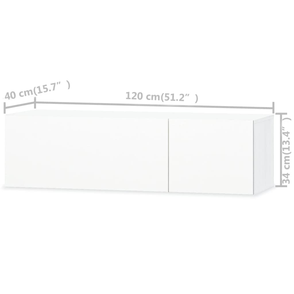 2 Piece TV Cabinet Set Engineered Wood 120x40x34 cm High Gloss White