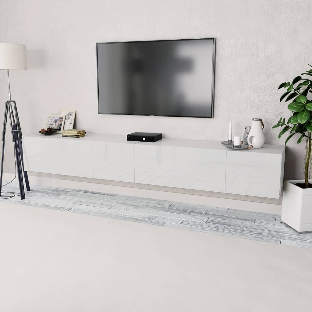 2 Piece TV Cabinet Set Engineered Wood 120x40x34 cm High Gloss White