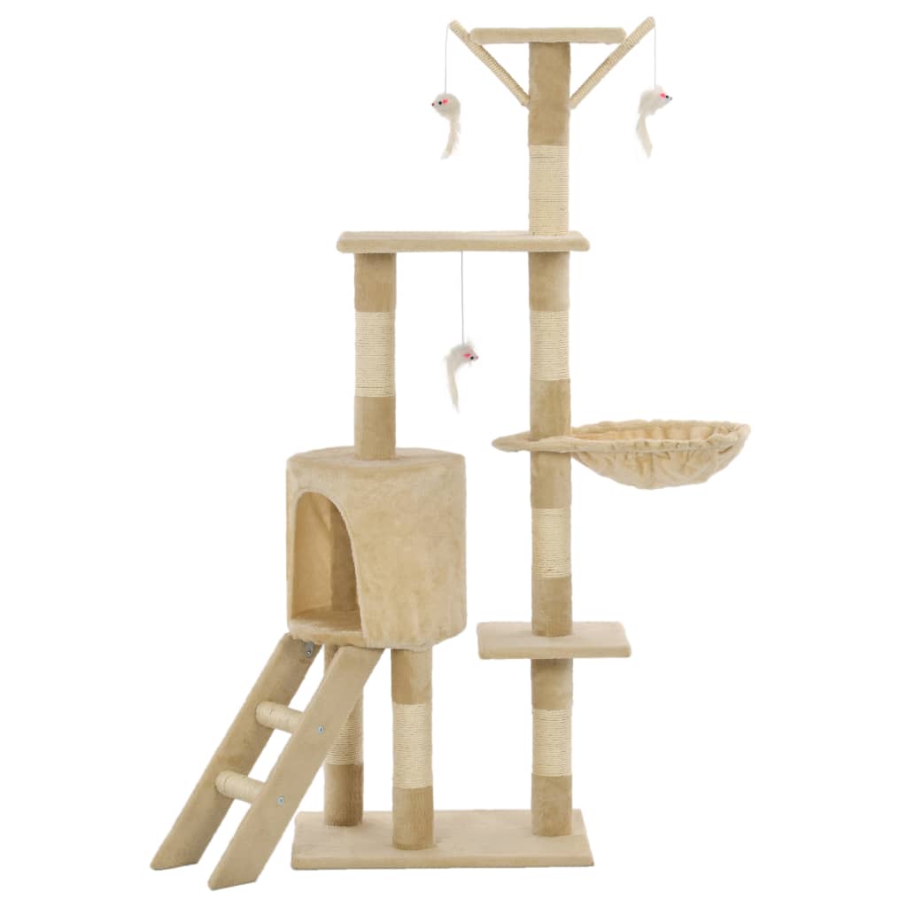 Cat Tree with Sisal Scratching Posts 138 cm Beige