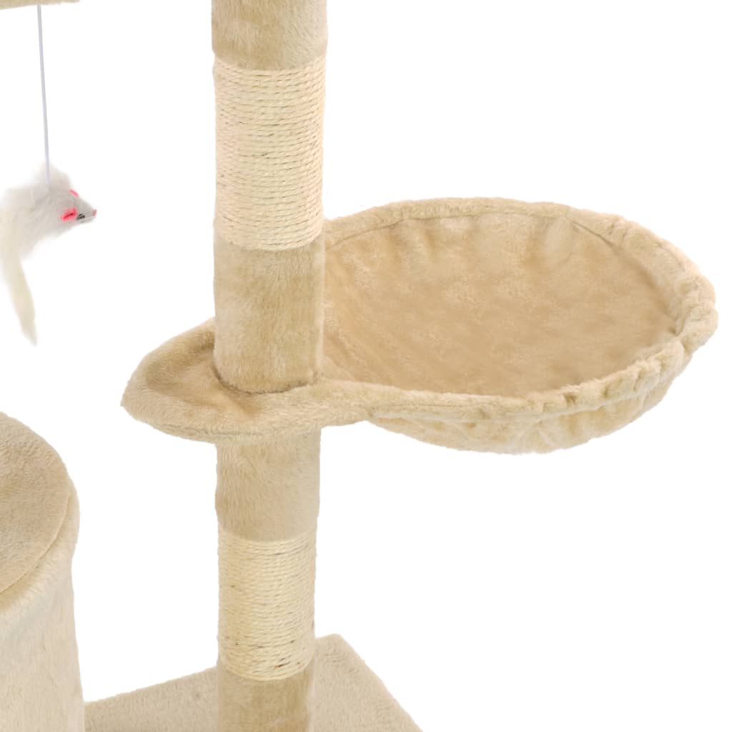 Cat Tree with Sisal Scratching Posts 138 cm Beige