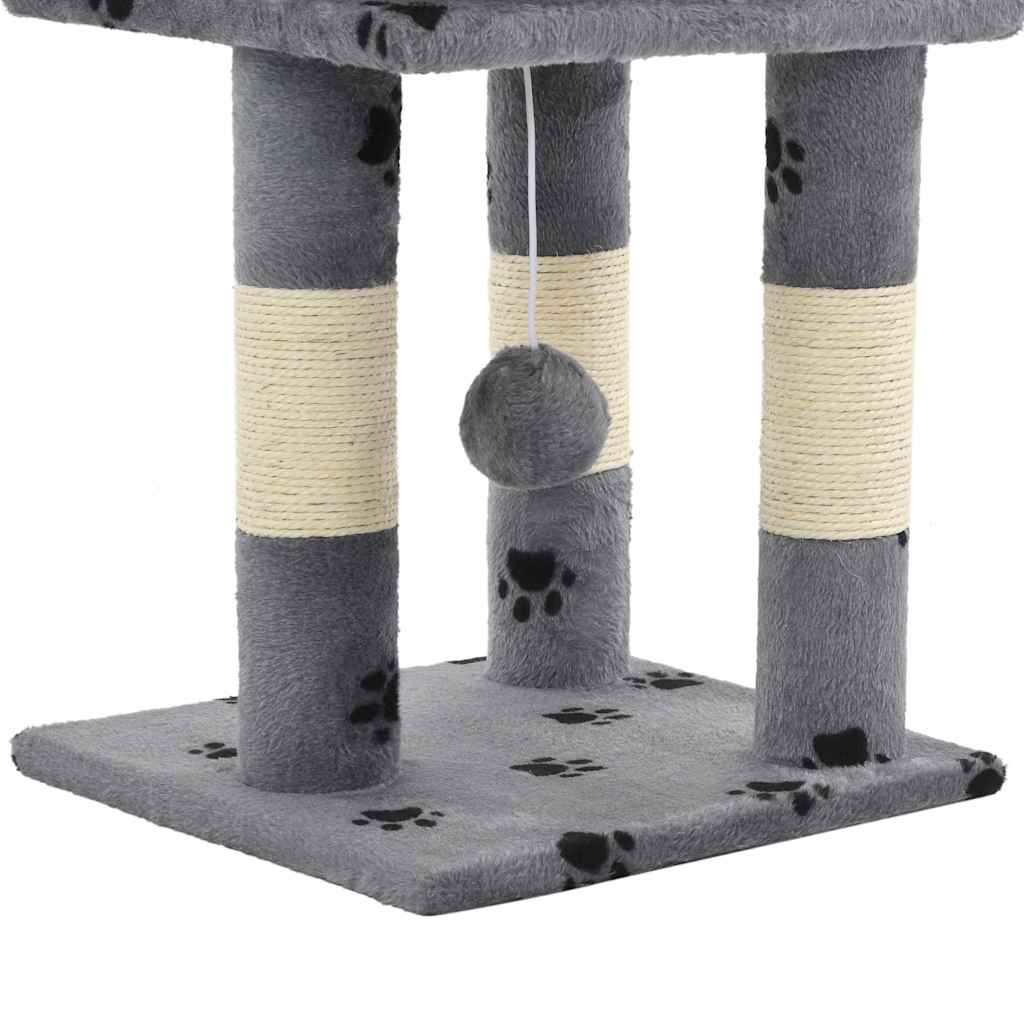 Cat Tree with Sisal Scratching Poasts 65 cm Grey Paw Prints