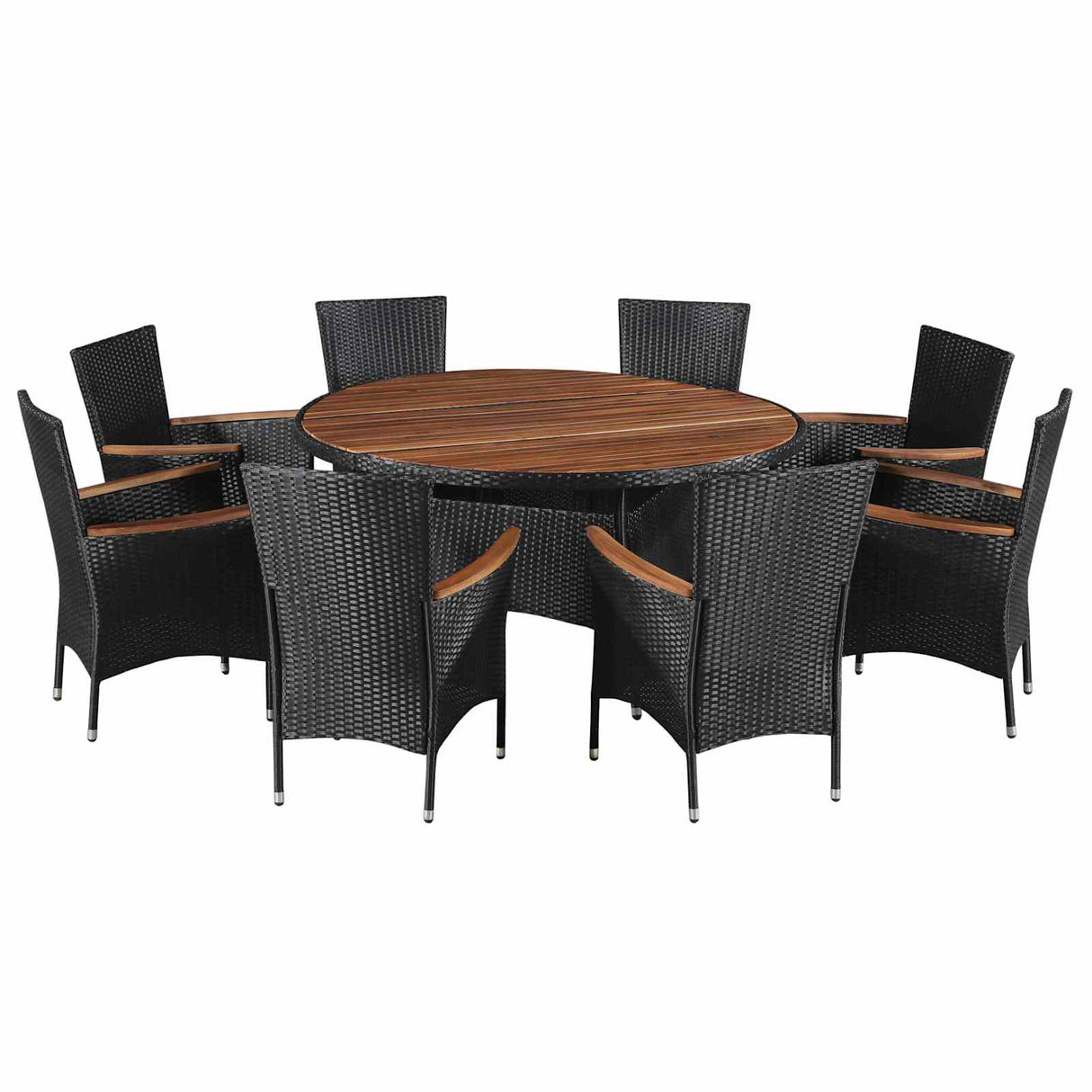 Furniture Sets 9 pcs Black and Cream Poly Rattan