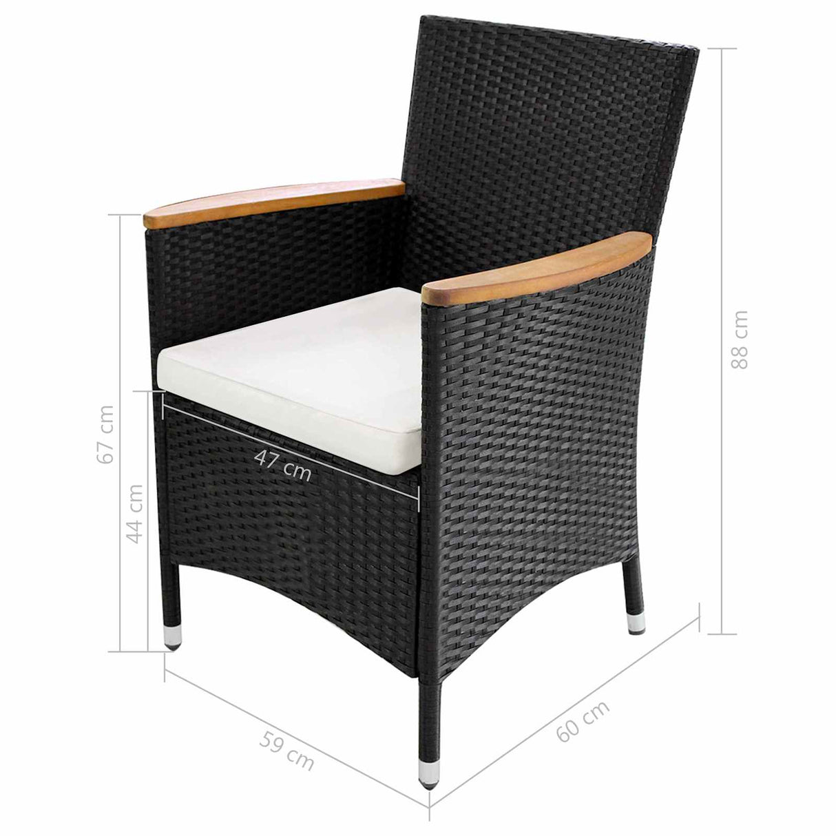 Furniture Sets 9 pcs Black and Cream Poly Rattan