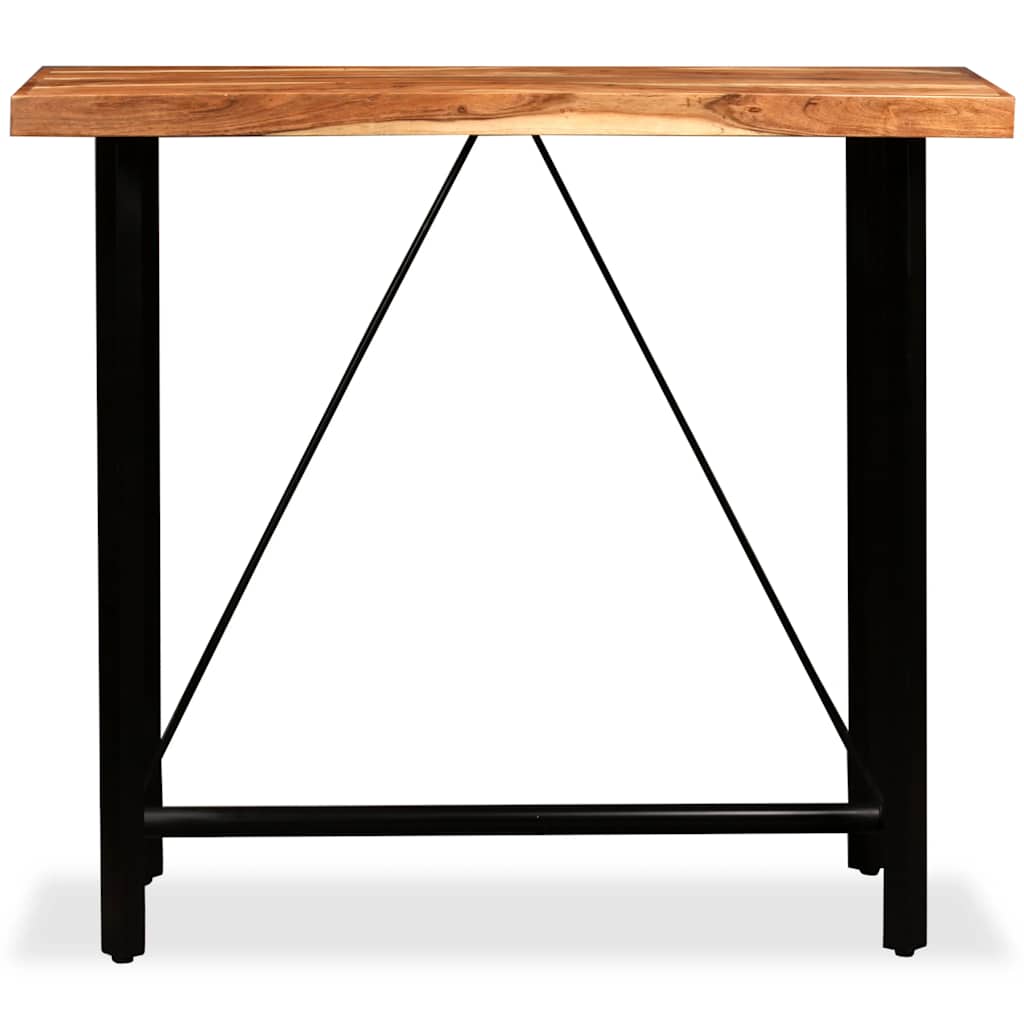 Bar Set 5 Pieces Solid Wood Acacia and Genuine Leather