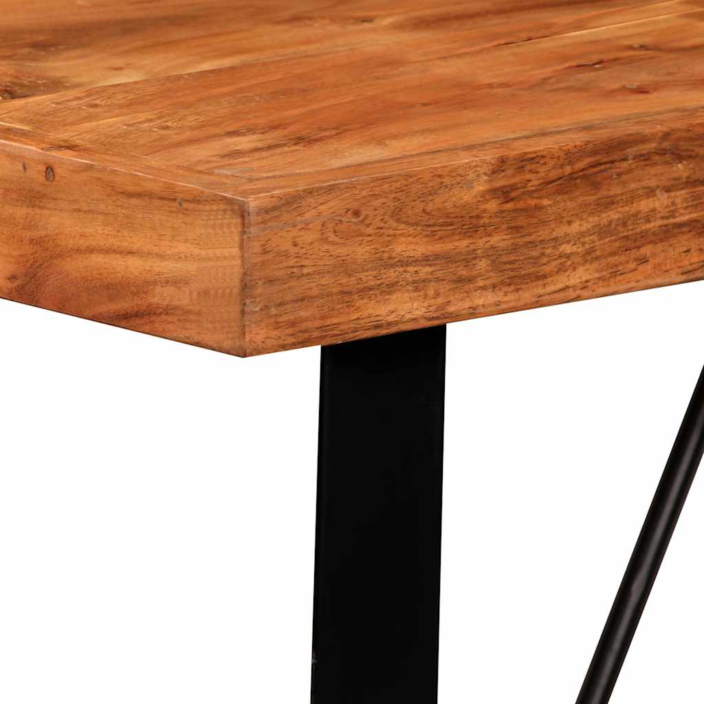 Bar Set 5 Pieces Solid Wood Acacia and Genuine Leather