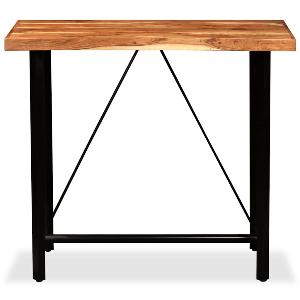 Bar Set 5 Pieces Solid Wood Acacia and Genuine Leather