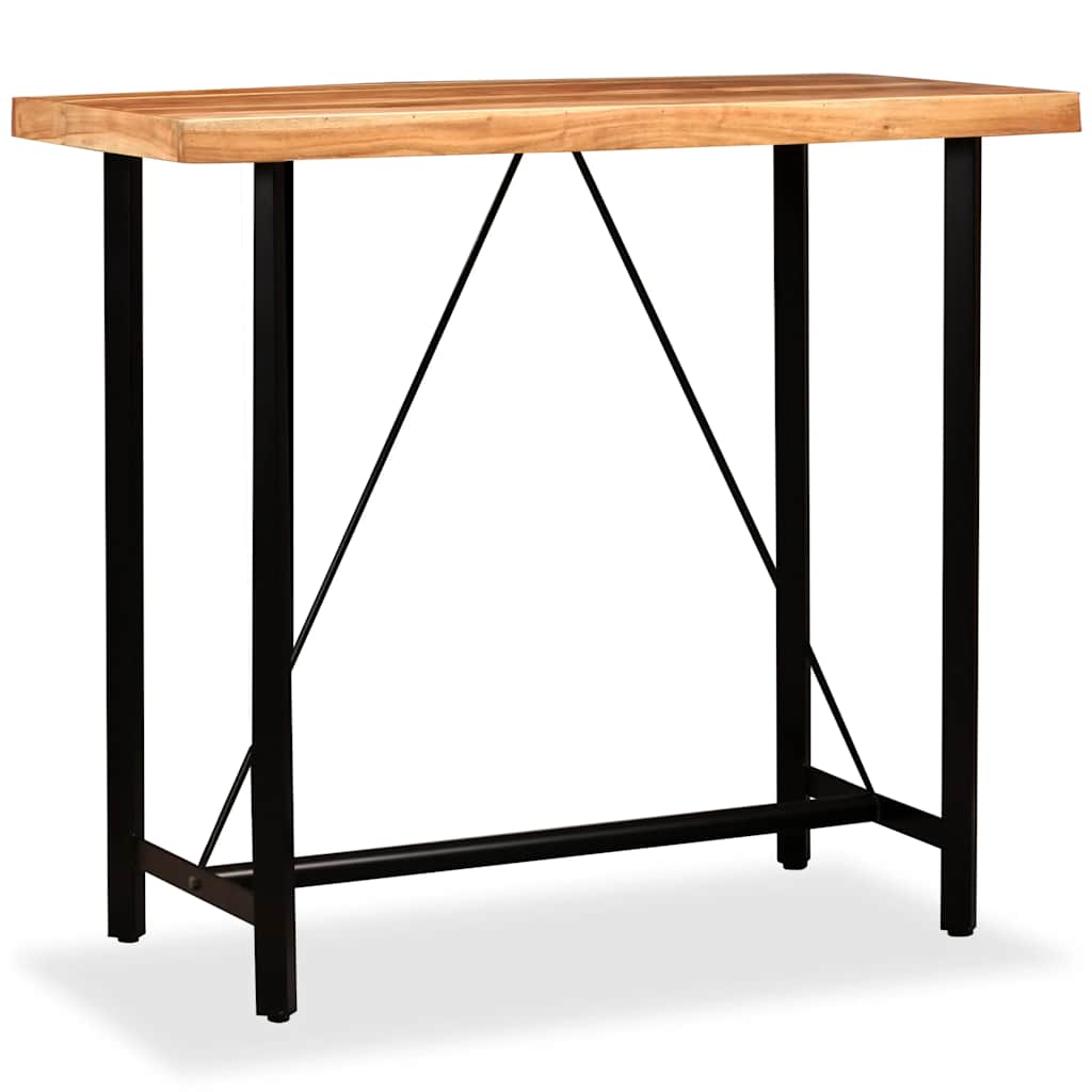 Bar Set 5 Pieces Solid Wood Acacia and Genuine Leather