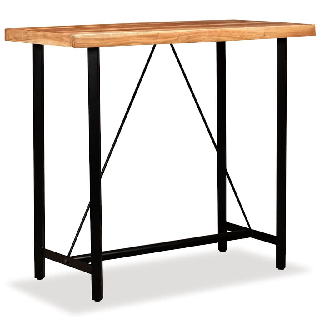 Bar Set 5 Pieces Solid Wood Acacia. Genuine Leather & Canvas
