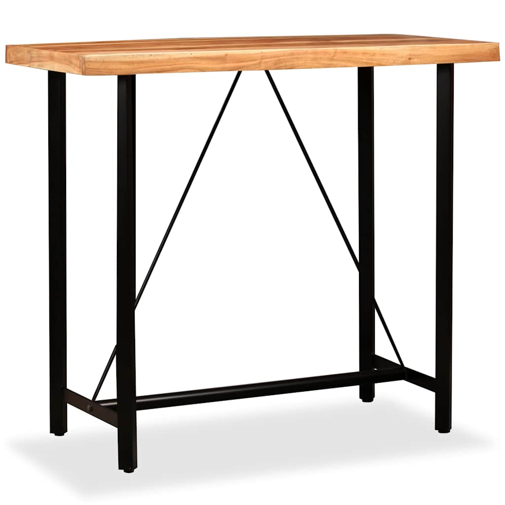 Bar Set 5 Pieces Solid Wood Acacia. Genuine Leather & Canvas
