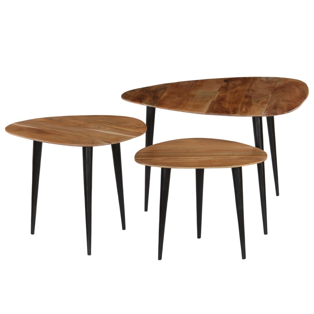 Coffee Table Set 3 Pieces Solid Acacia Wood