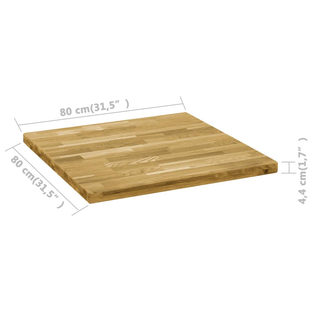 Table Top Solid Oak Wood Square 44 mm 80x80 cm