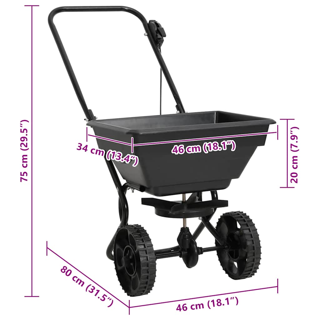 Walk Behind Salt Spreader PVC and Steel 80x46x75 cm 15 L