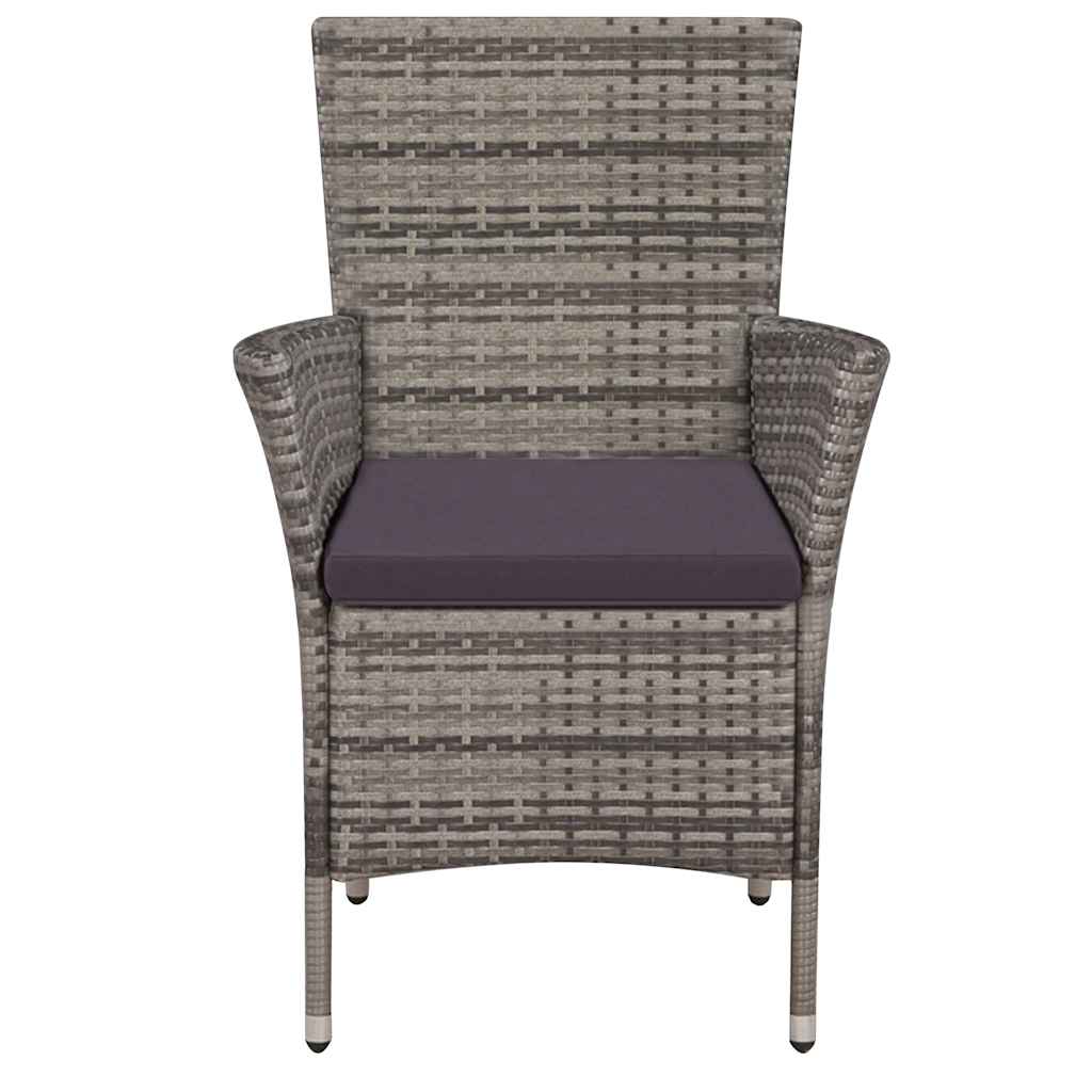 Garden Chairs 2 pcs with Cushions Poly Rattan Grey