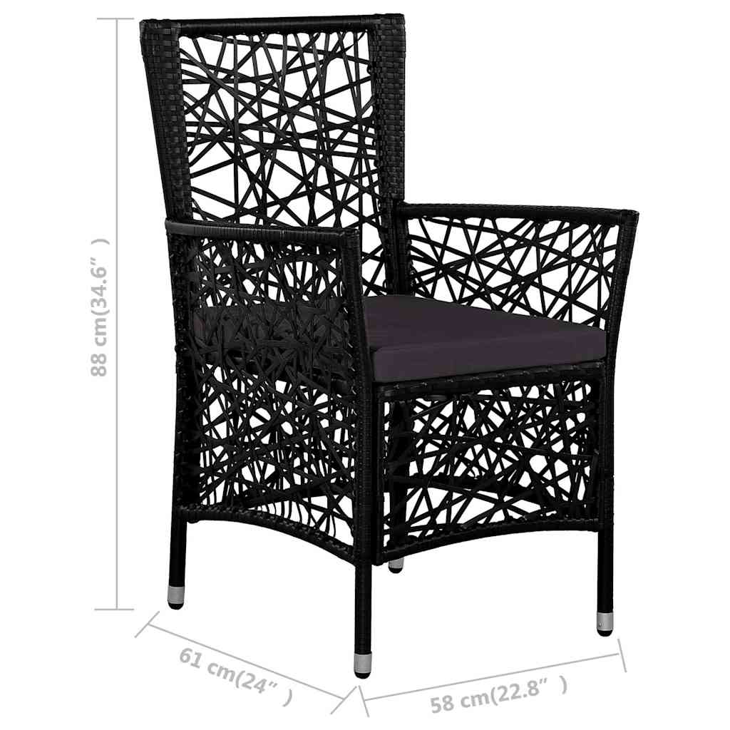 9 Piece Outdoor Dining Set Poly Rattan Black