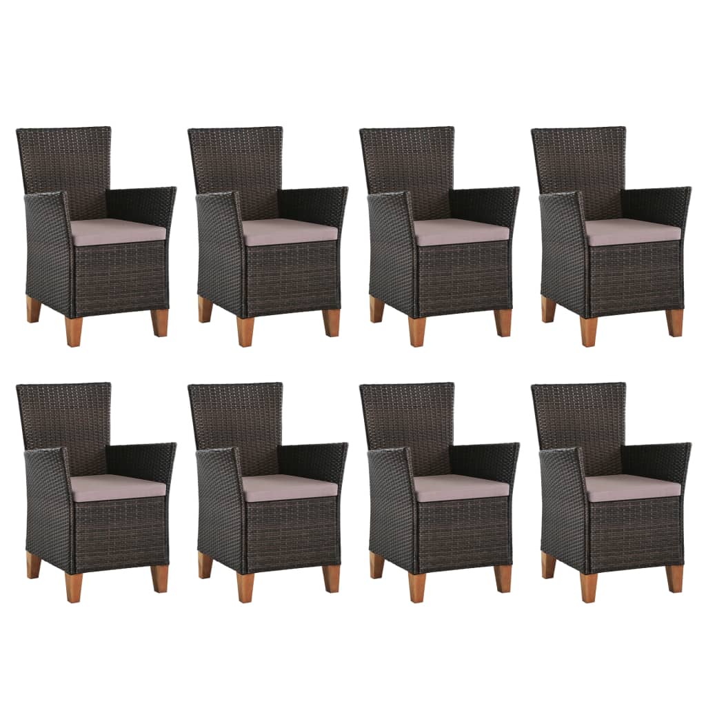 9 Piece Outdoor Dining Set Poly Rattan Brown and Grey
