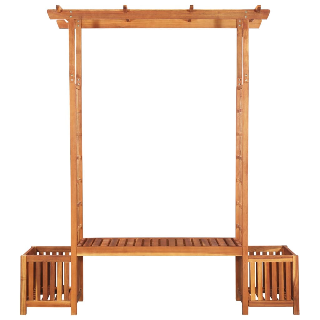 Garden Pergola with Bench and Planter Solid Acacia Wood