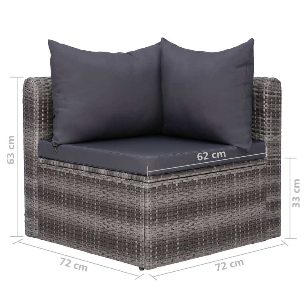8 Piece Garden Lounge Set with Cushions Poly Rattan Grey