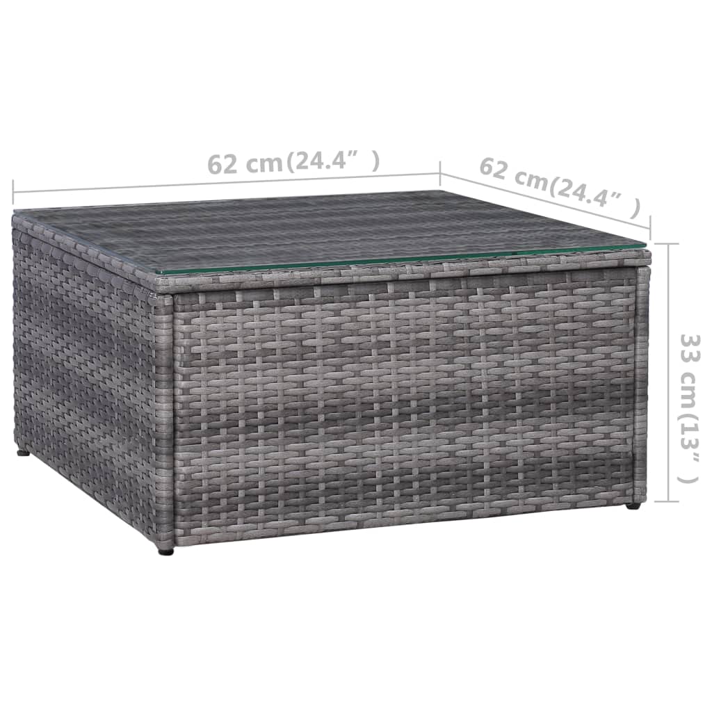 5 Piece Garden Sofa Set with Cushions & Pillows Poly Rattan Grey