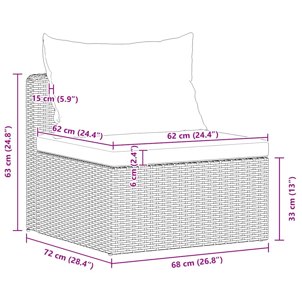 4 Piece Garden Sofa Set with Cushions Grey Poly Rattan