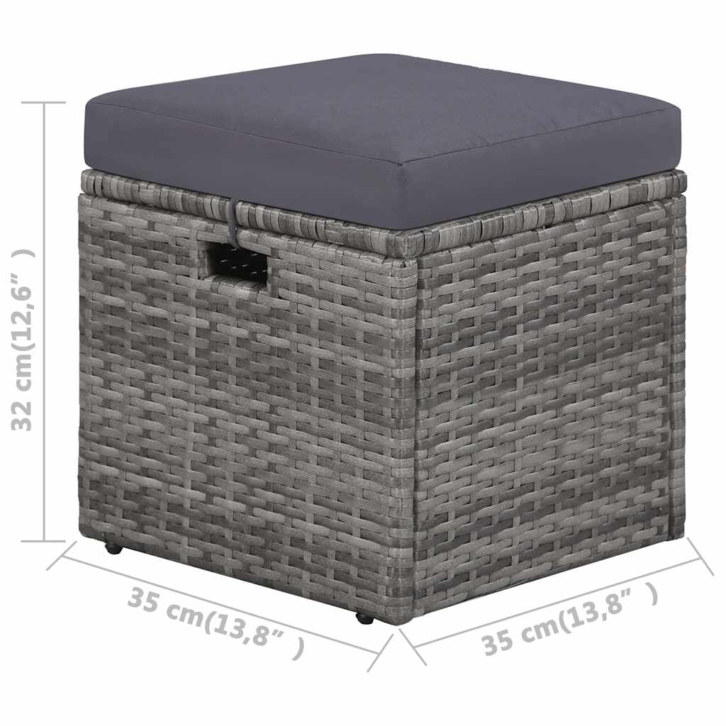 4 Piece Garden Lounge Set with Cushions Poly Rattan Grey