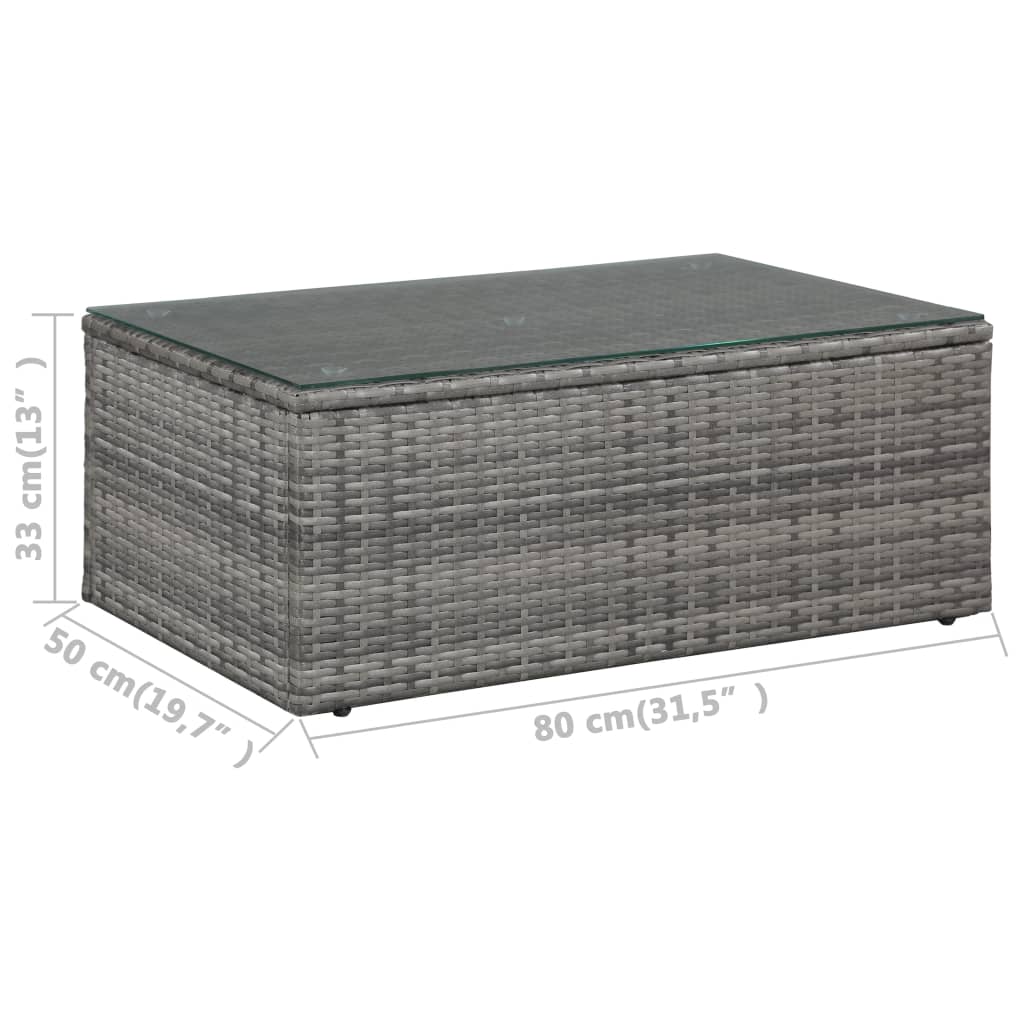 4 Piece Garden Lounge Set with Cushions Poly Rattan Grey