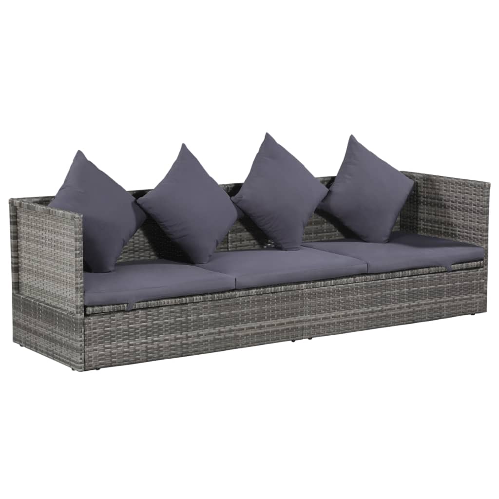 Garden Bed Grey 200x60 cm Poly Rattan