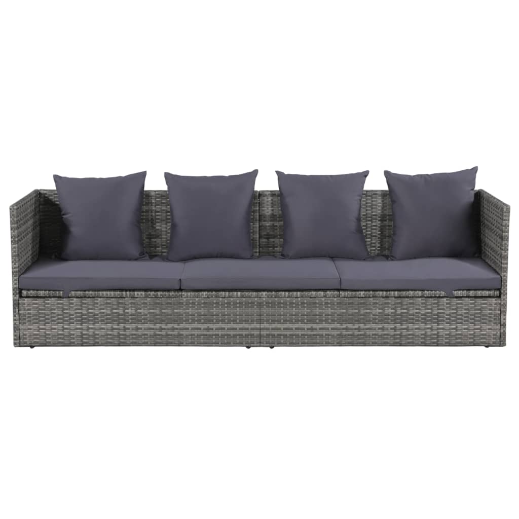 Garden Bed Grey 200x60 cm Poly Rattan