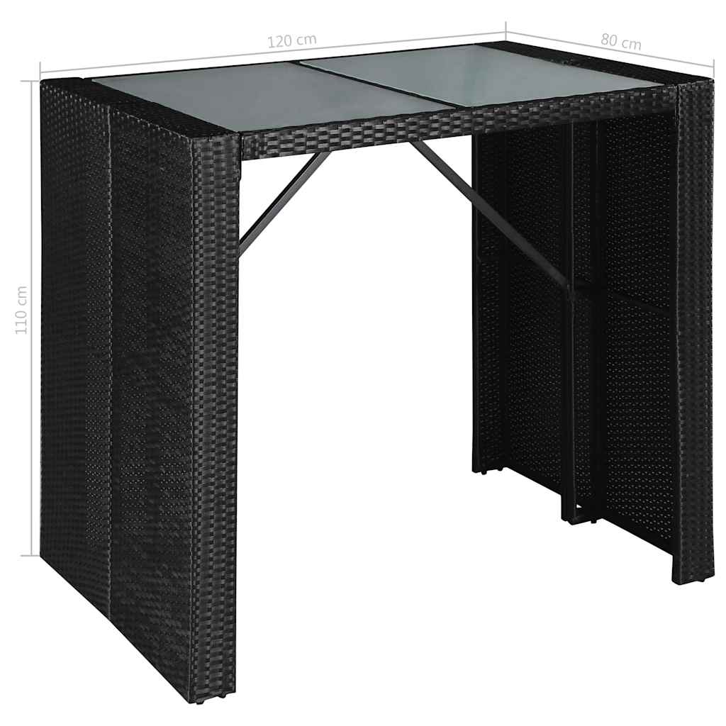 5 Piece Outdoor Bar Set Poly Rattan and Glass