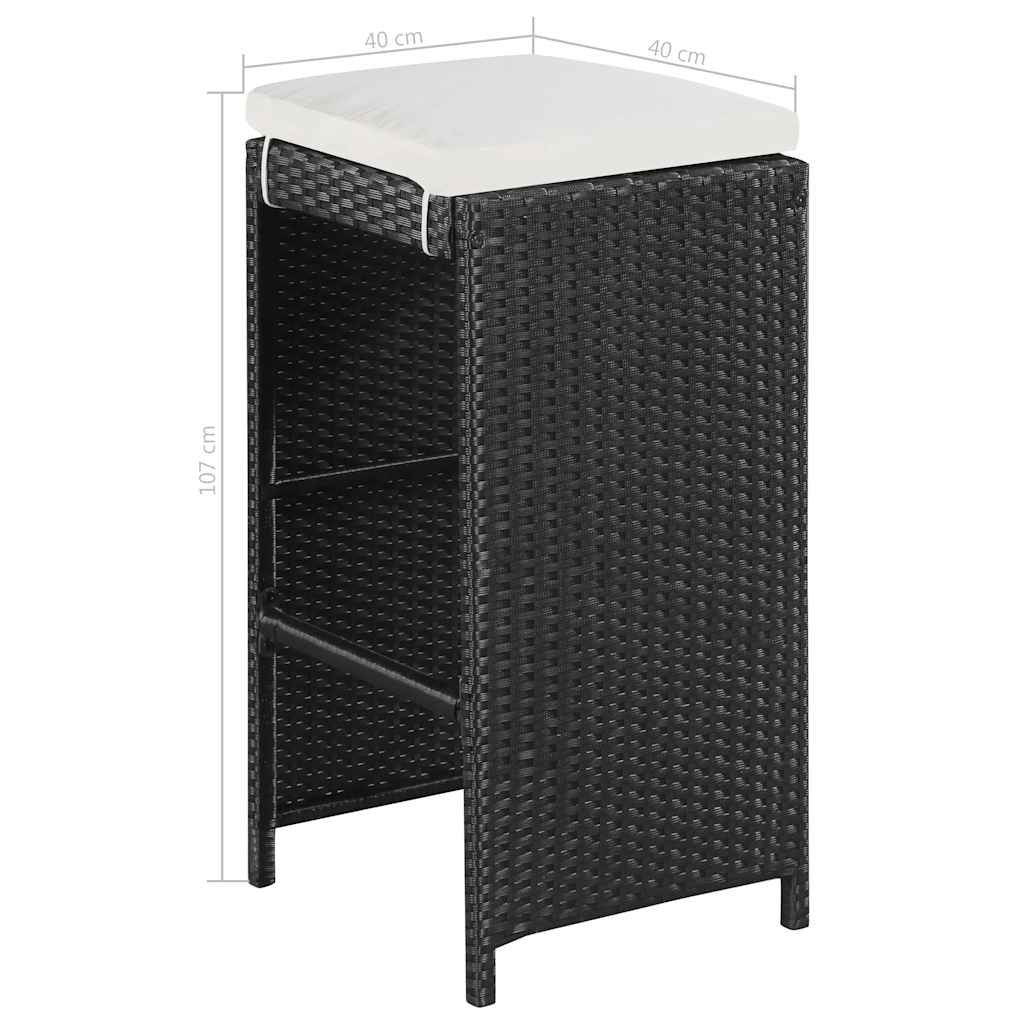 5 Piece Outdoor Bar Set Poly Rattan and Glass