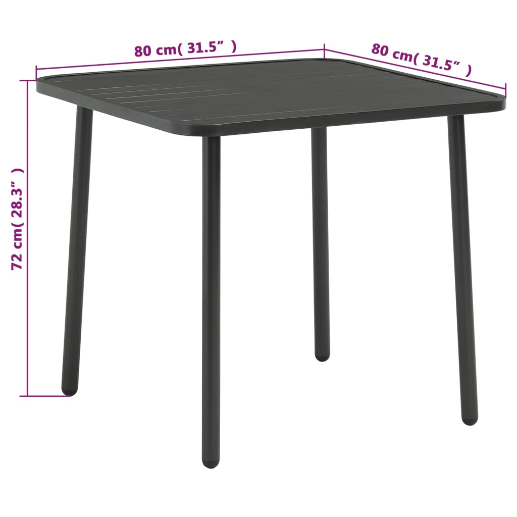 3 Piece Bistro Set Steel Dark Grey