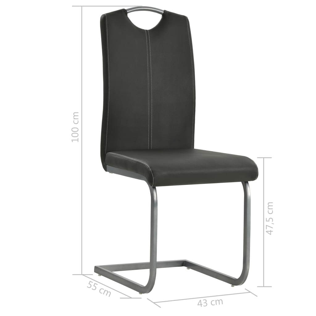 Cantilever Dining Chairs 2 pcs Grey Faux Leather