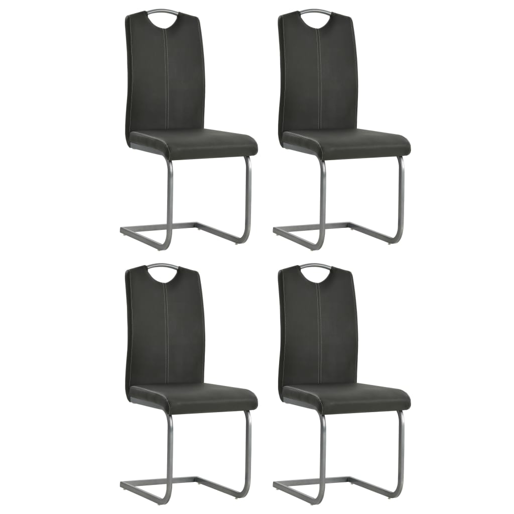 Cantilever Dining Chairs 4 pcs Grey Faux Leather
