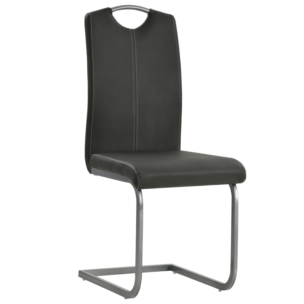 Cantilever Dining Chairs 4 pcs Grey Faux Leather