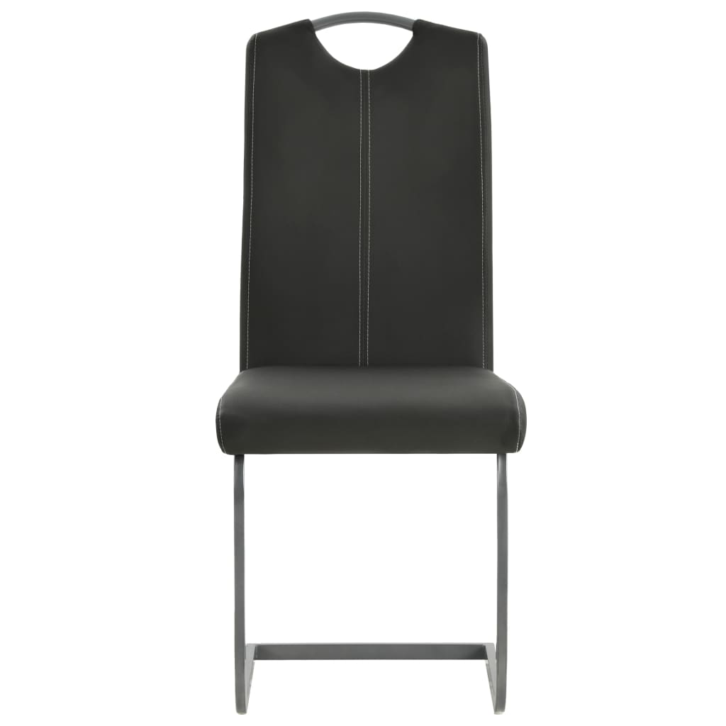 Cantilever Dining Chairs 4 pcs Grey Faux Leather