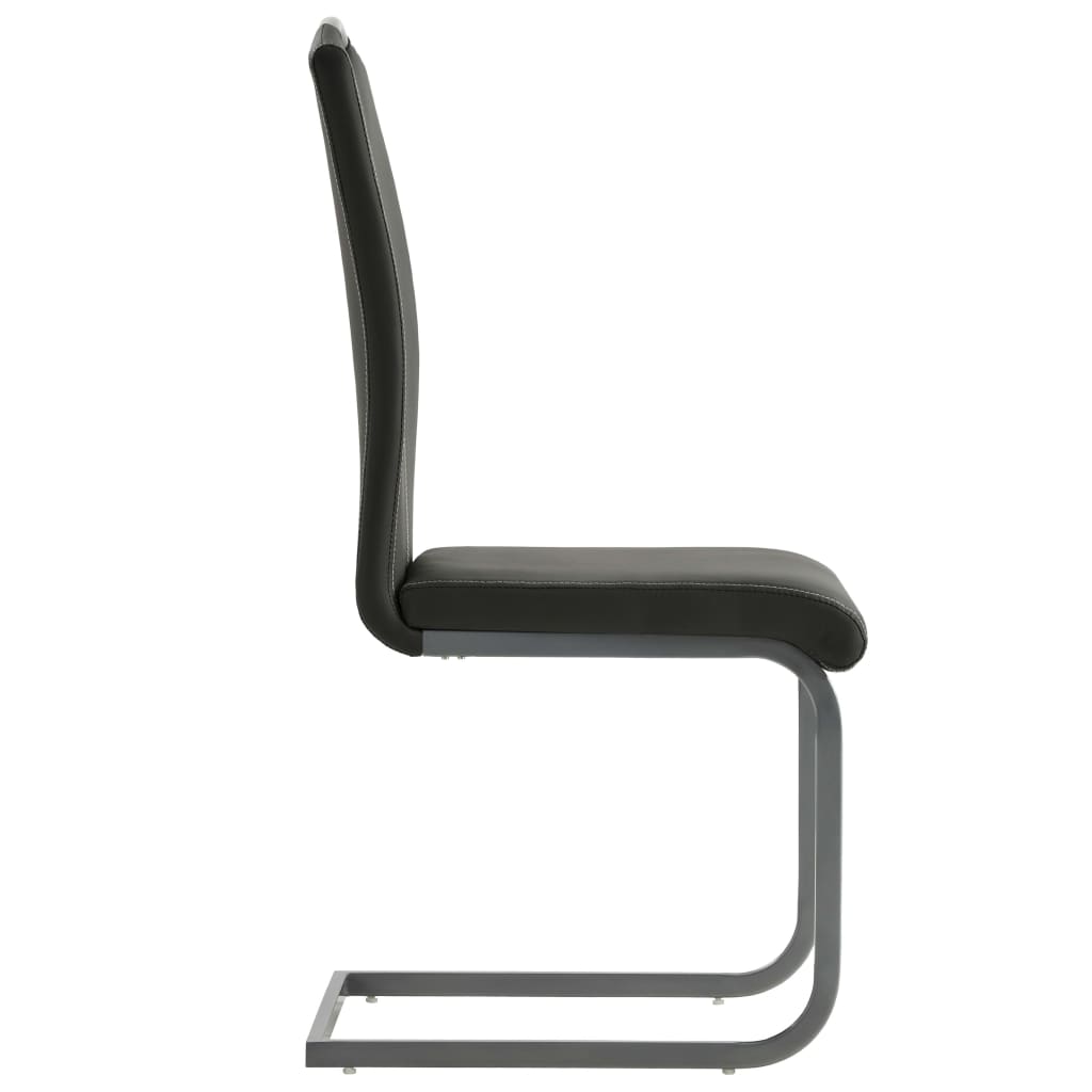 Cantilever Dining Chairs 4 pcs Grey Faux Leather
