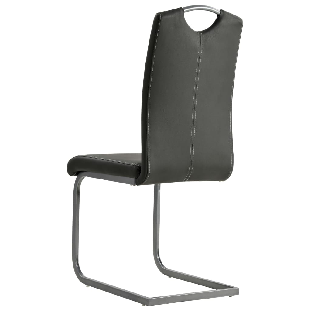 Cantilever Dining Chairs 4 pcs Grey Faux Leather