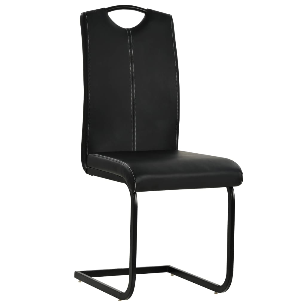 Cantilever Dining Chairs 2 pcs Black Faux Leather