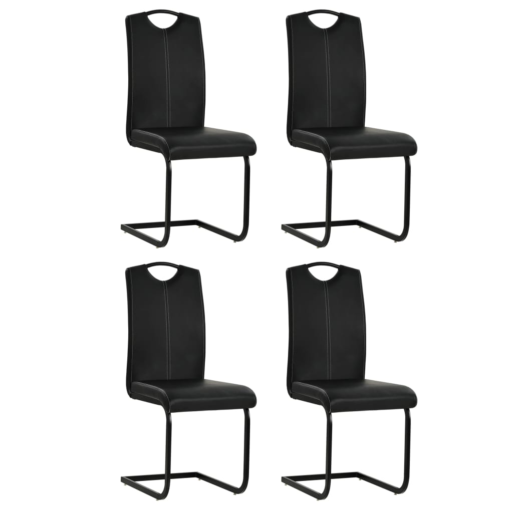 Cantilever Dining Chairs 4 pcs Black Faux Leather