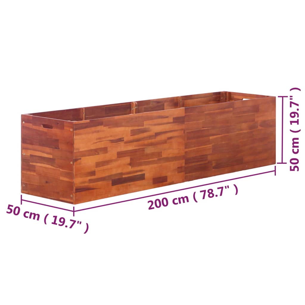 Garden Raised Bed Acacia Wood 200x50x50 cm