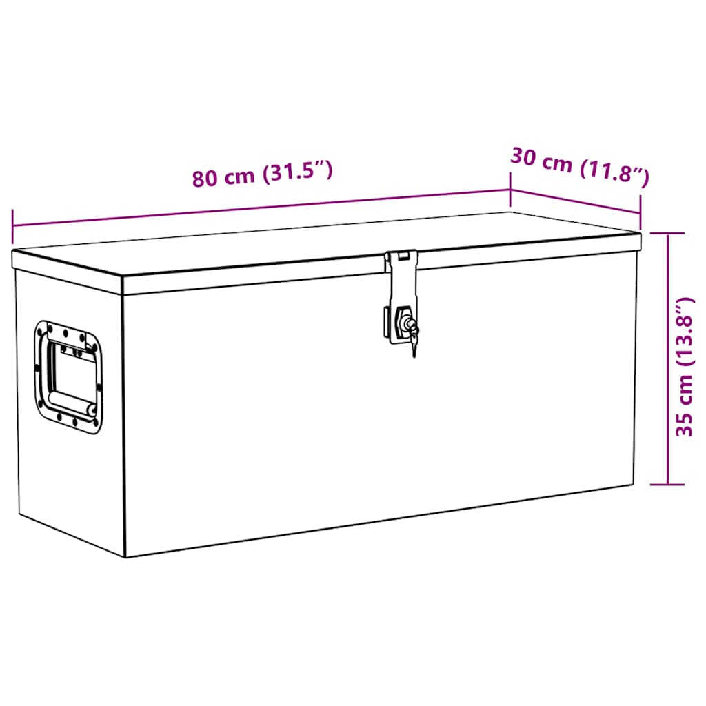 Aluminium Box 80x30x35 cm Silver