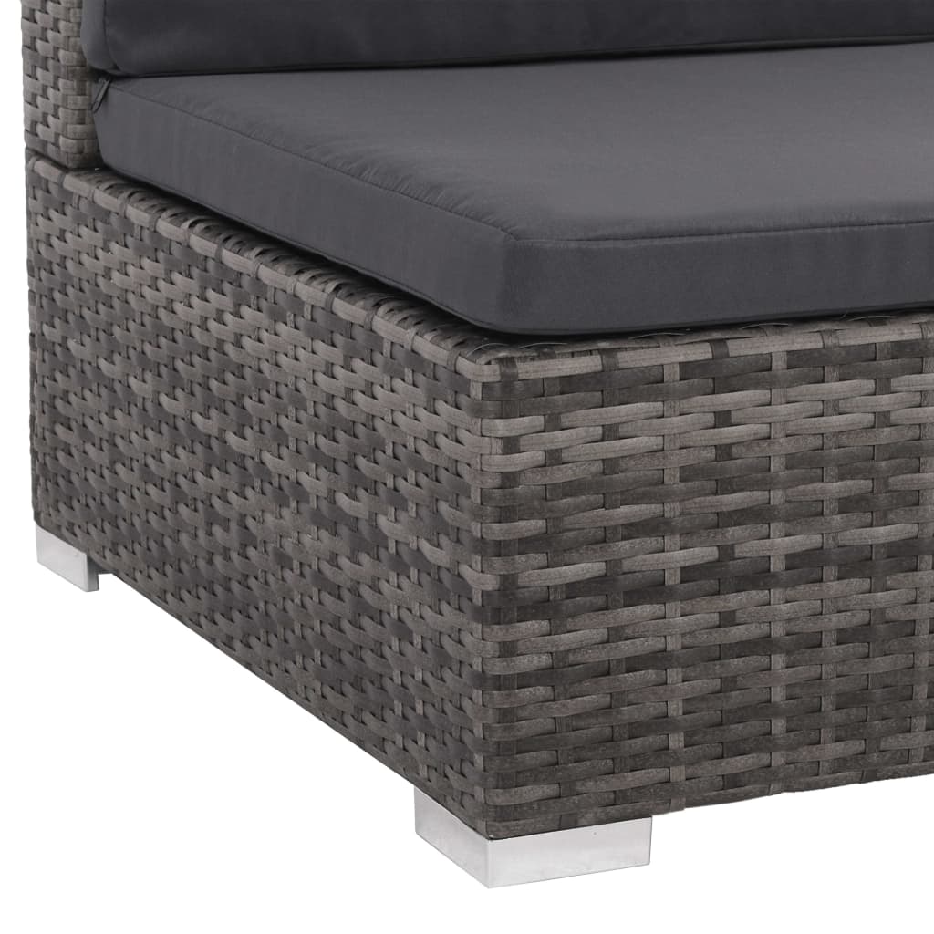 12 Piece Garden Lounge Set with Cushions Poly Rattan Grey