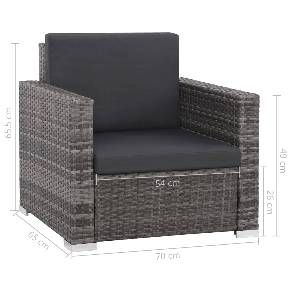 12 Piece Garden Lounge Set with Cushions Poly Rattan Grey