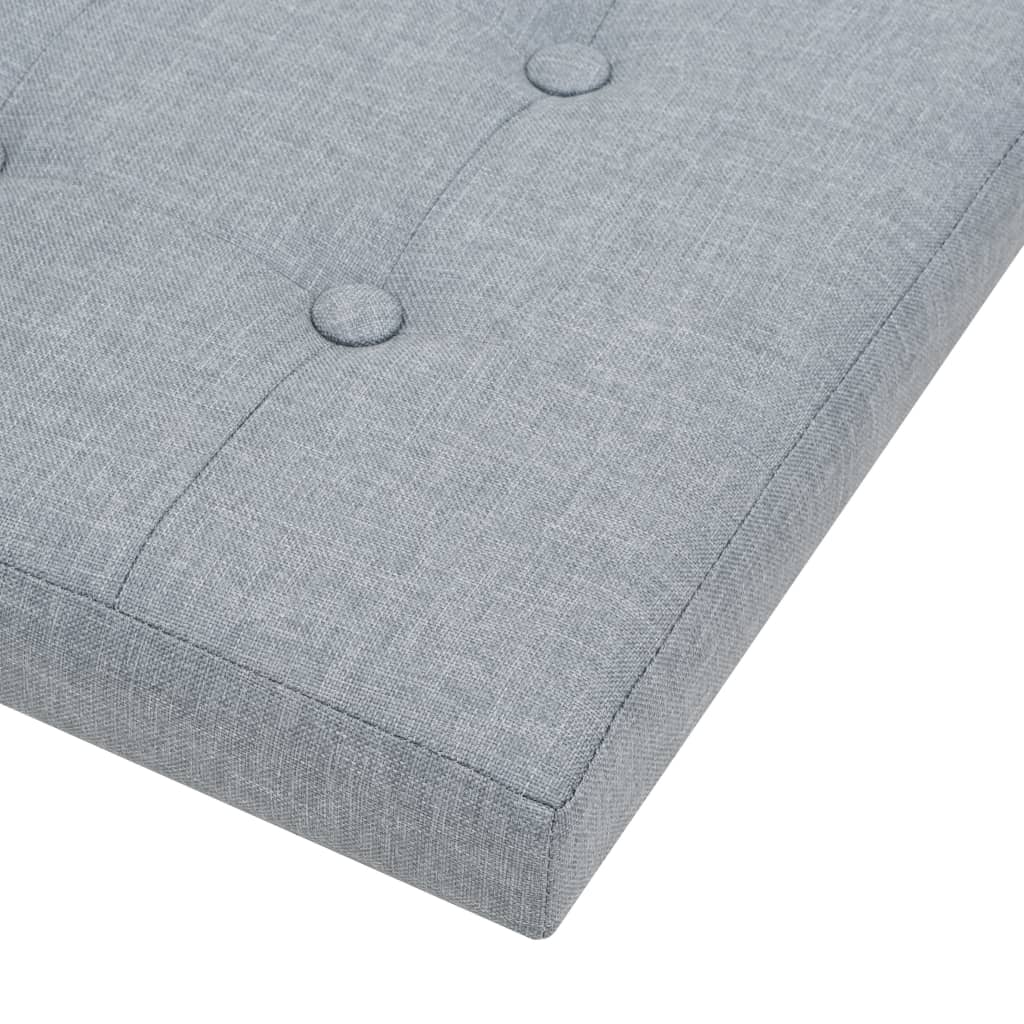 Folding Storage Stool Light Grey Faux Linen