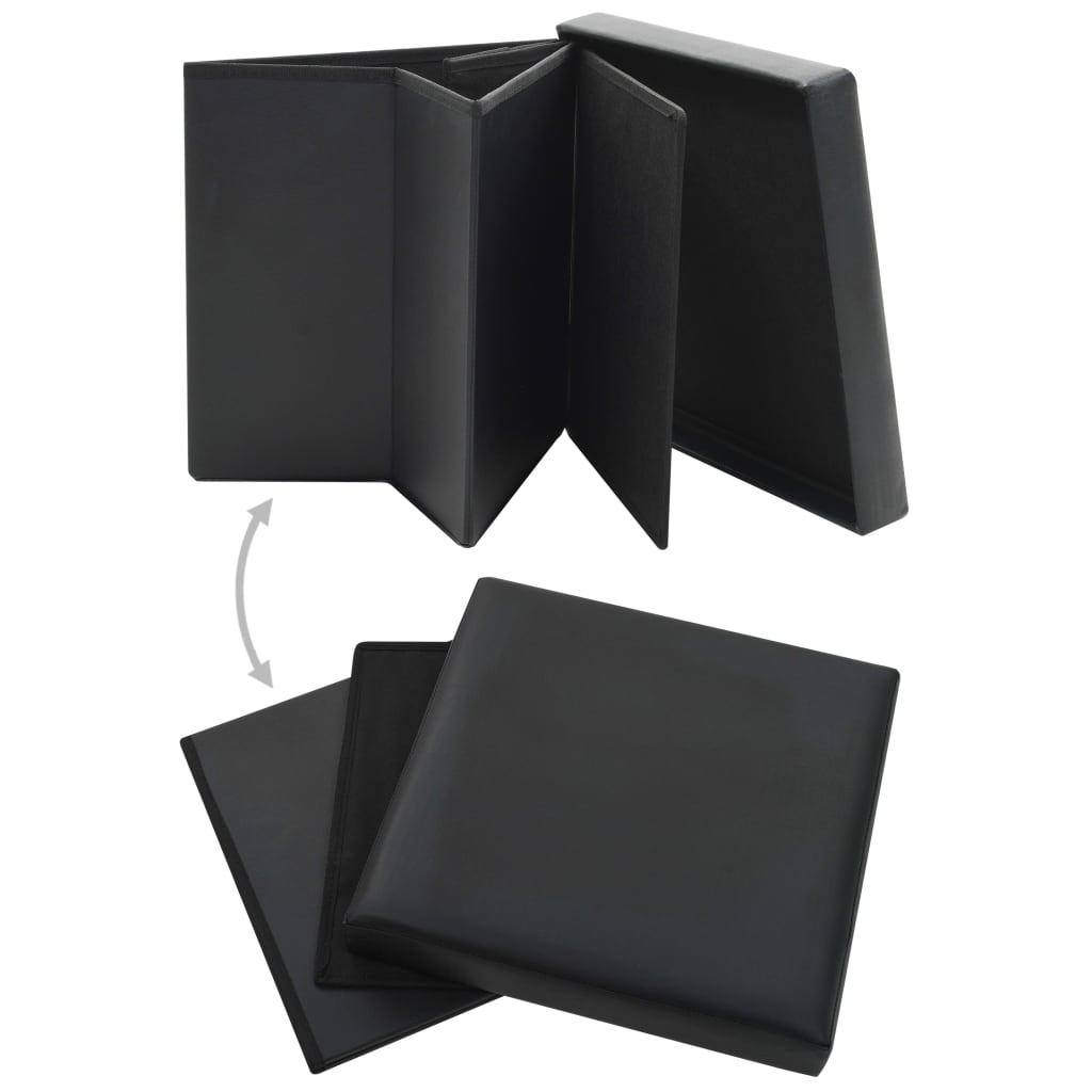 Folding Storage Stools 2 pcs Black Faux Leather