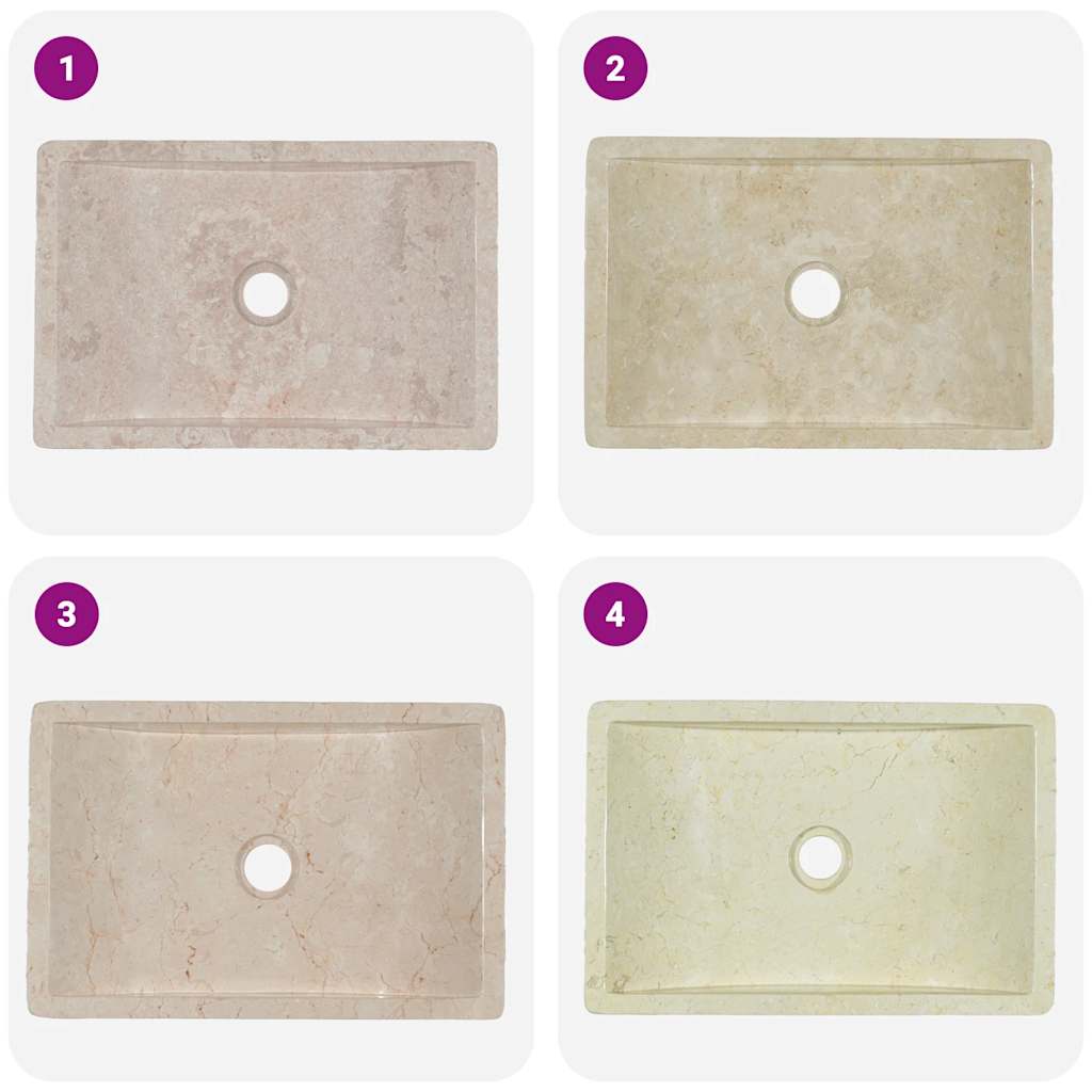 Sink 45x30x12 cm Marble High Gloss Cream