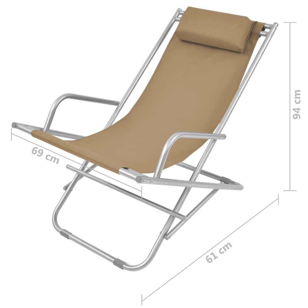 Reclining Deck Chairs 2 pcs Steel Taupe
