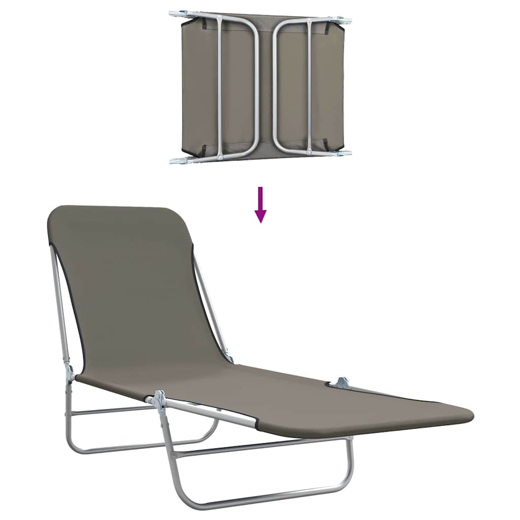 Folding Sun Loungers 2 pcs Steel and Fabric Grey