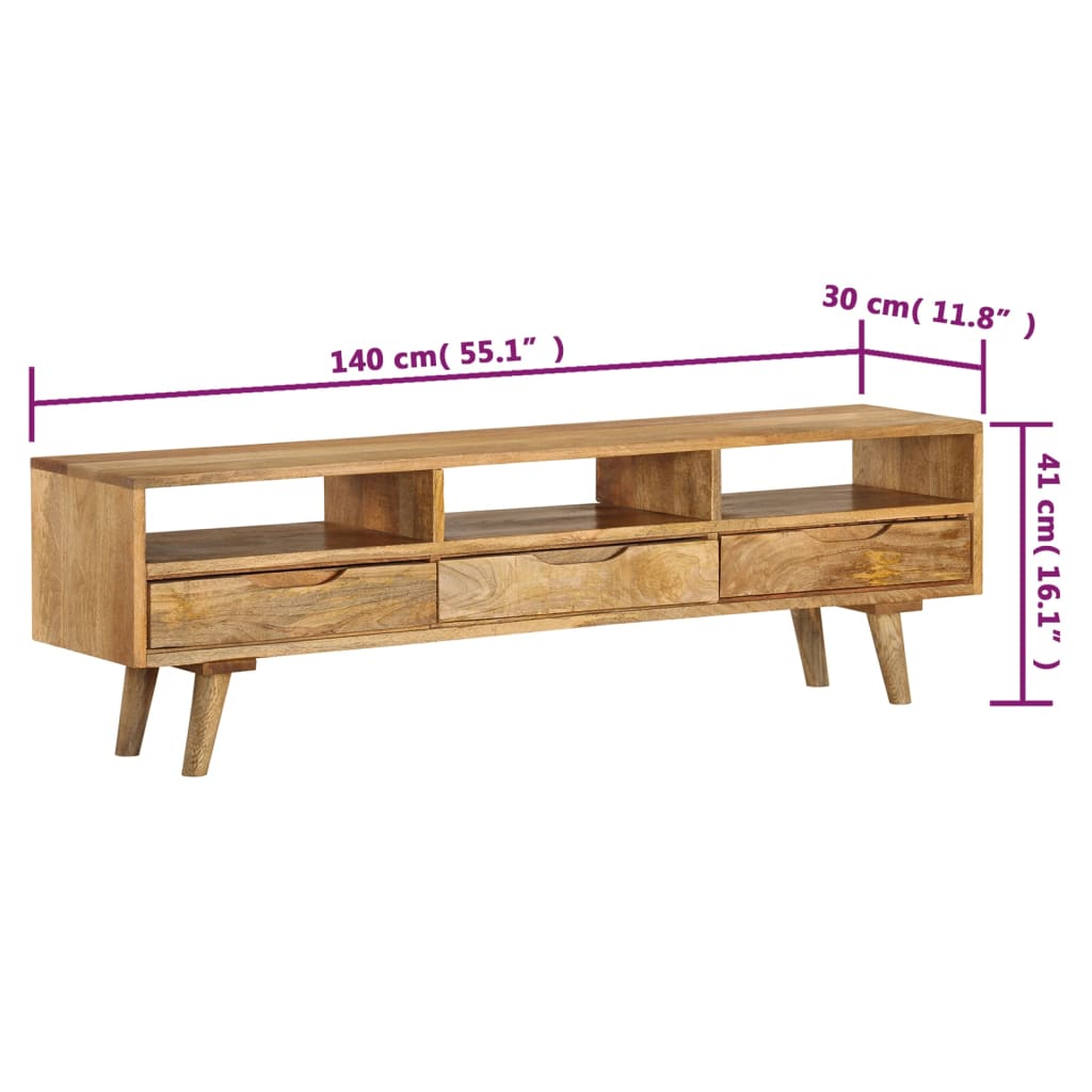 TV Cabinet Solid Mango Wood 140x30x41 cm