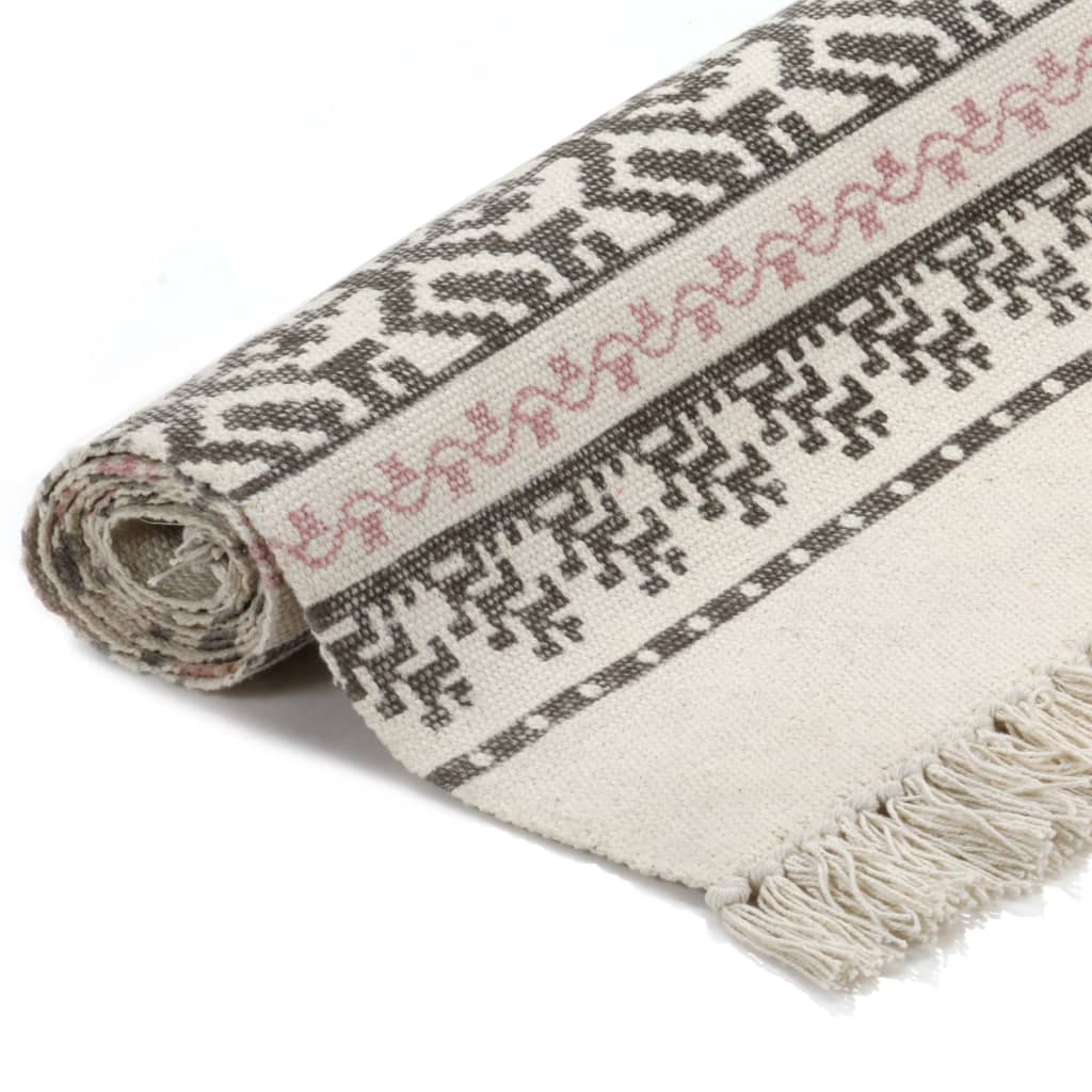 Kilim Rug Cotton 120x180 cm with Pattern Grey/Pink