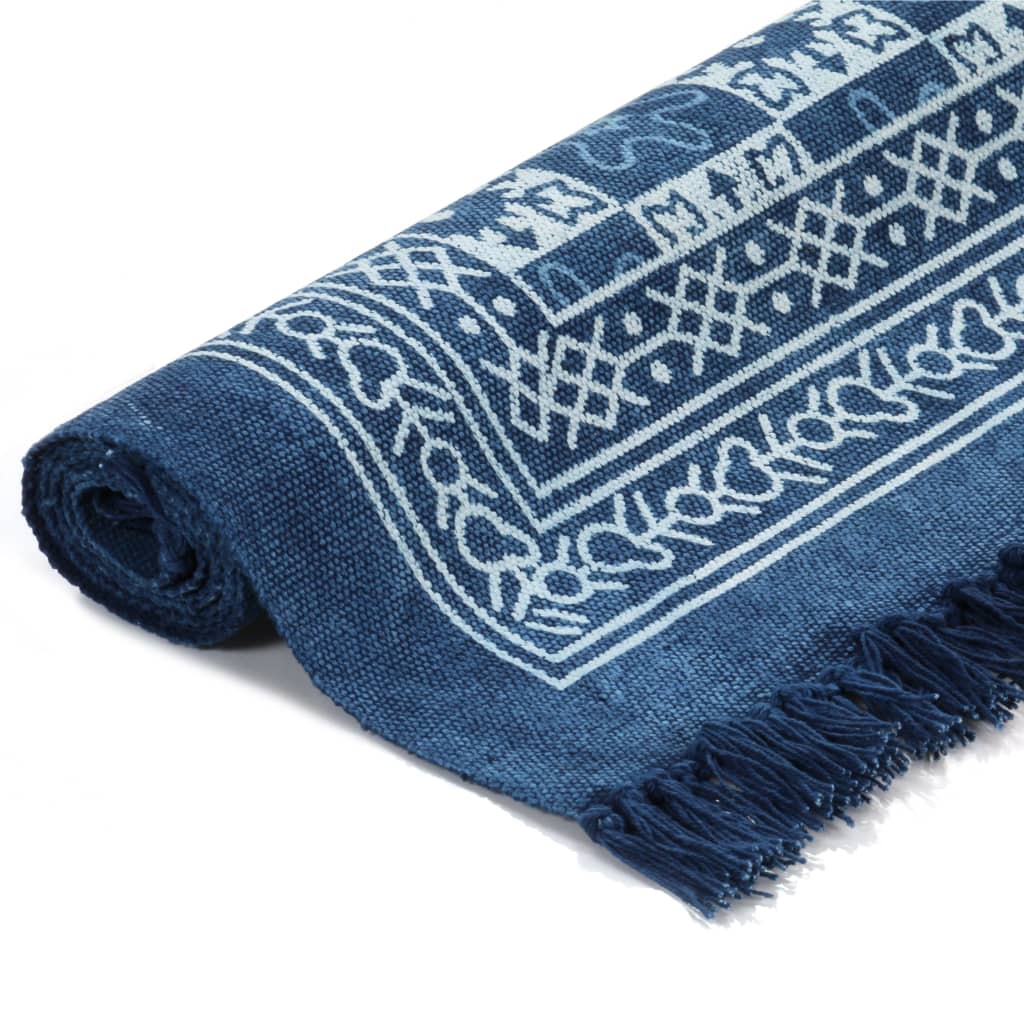 Kilim Rug Cotton 120x180 cm with Pattern Blue
